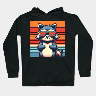 Cool Retro Raccoon in Sunglasses 70s 80s 90s Funny Raccoon Hoodie